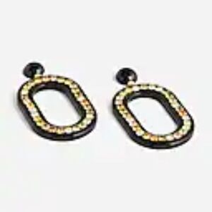 NWT J. Crew Jeweled Oval Earrings Black